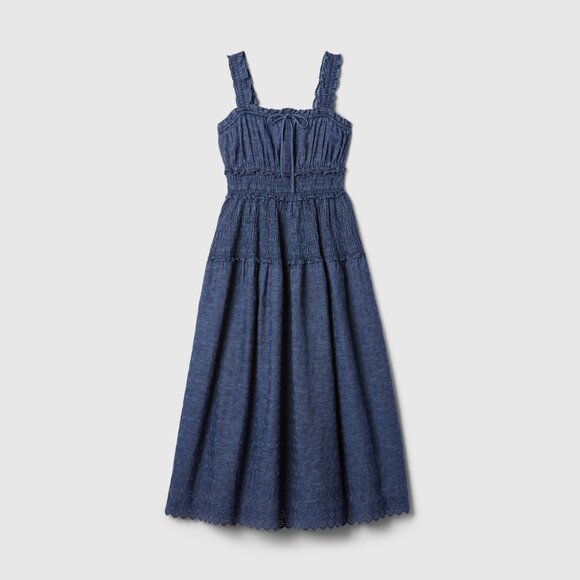 GAP X Doen Eyelet Maxi Dress in Denim Blue - Picture 2 of 7